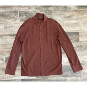 $3,595 NWT ZEGNA Rust cashmere-blend knit shirt (button-up sweater shirt) 54(XL)